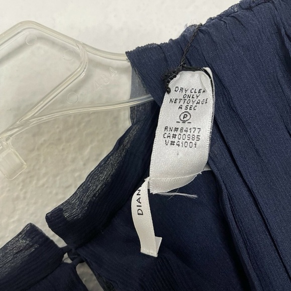DIANE VON FURSTENBERG SILK CHIFFON DRESS NAVY BLUE GRECIAN DRAPING nwot sz 8 - Picture 9 of 12
